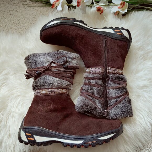 Brown Real Fur Suede Side Zipper Winter Boots (38 EU) - Picture 3 of 16